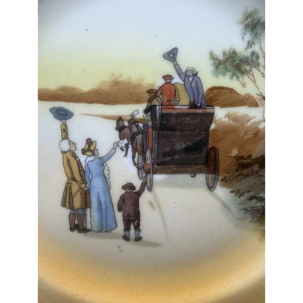 Royal Doulton Old English Coaching Scenes‎ Salad Plate Mail Coach Departure Vtg